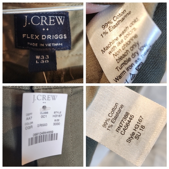 NWT J. Crew Flex Driggs Green Chino Pants Men's size 33 - Picture 2 of 13